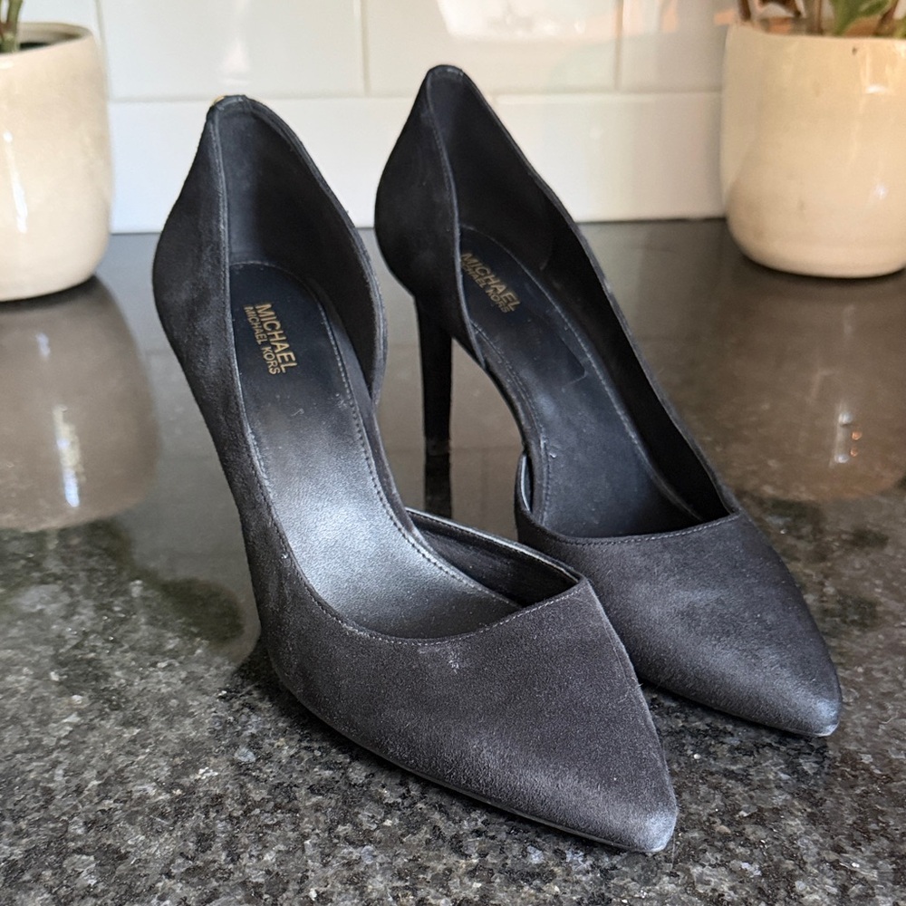 Michael Kors Black Suede Pointed Toe Stiletto Heels